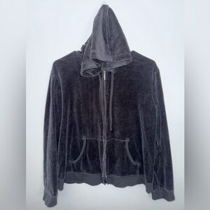 Black Velour Zip-Up Hoodie
